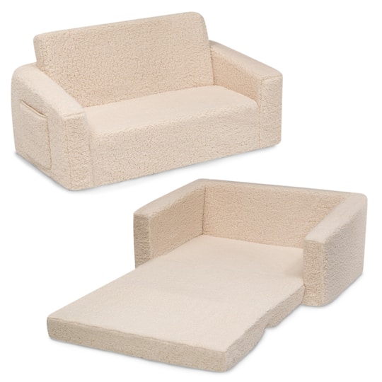 Delta Children Cozee Flip Out Sherpa 2 in 1 Convertible Sofa to Lounger for Kids in Cream | 30" x 16.5" x 15" | Michaels®